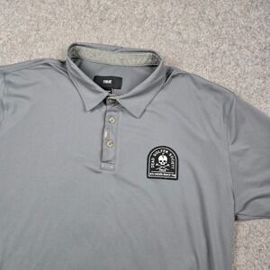 True Linkswear Polo Shirt Mens Medium Gray Dead Golfer Society Skull Golf Tee